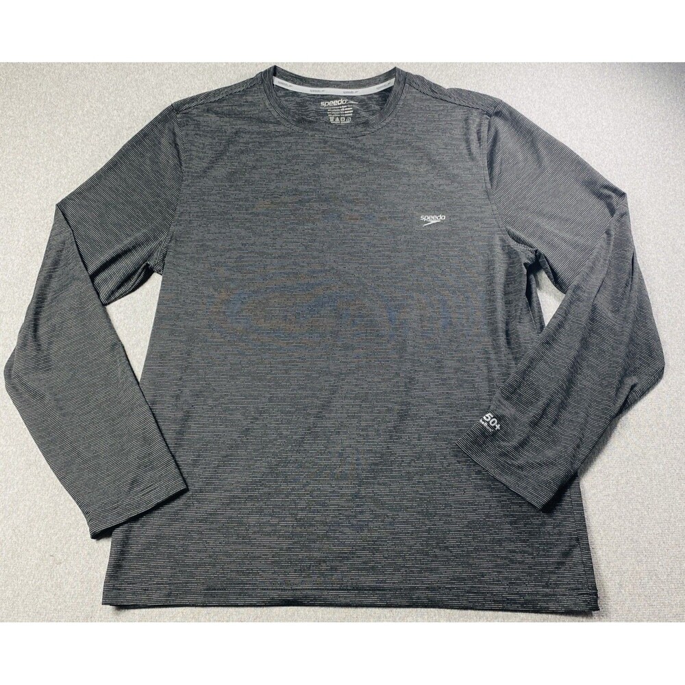 Speedo Men Swim Shirt Rash Guard L Long Sleeve Athletic Beach Pool Surf UV 50+